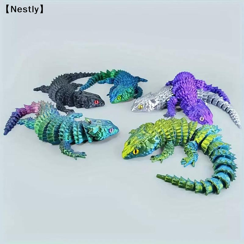 Aquarium Plants Book - 3D Printed Conjoined Lizard Statue Ornaments,