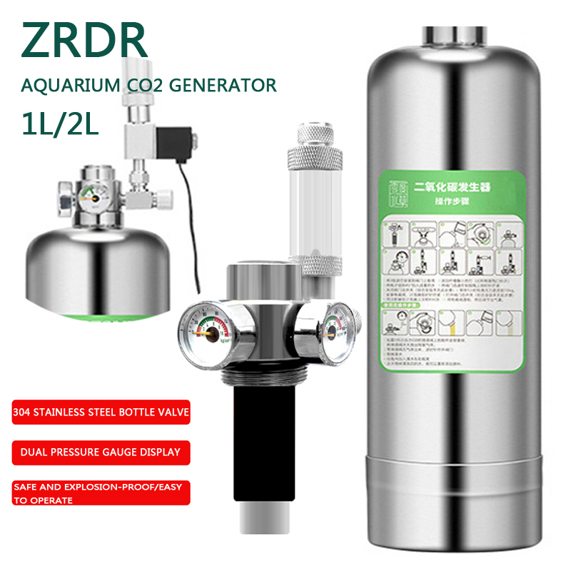 Glass Co2 Drop Checker - ZRDR Aquarium CO2 Generator Dual Pressure